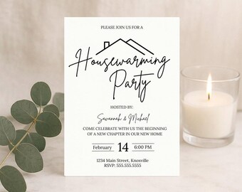 Invito moderno per la festa di inaugurazione della casa: modello personalizzabile per la nuova casa (download digitale)