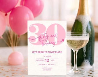 Elegant 30th Birthday Invitation: Chic Party Invite (Canva Template Digital Download)