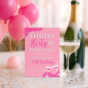 Modern 30th Birthday Invitation: Elegant Party Invite (Canva Template Digital Download)