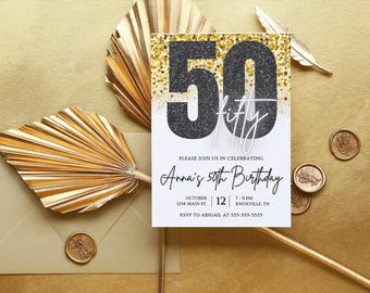 Chic 50th Birthday Invitation - Personalized Party Invite, Elegant & Modern Design, Customizable - Celebrate Fifty Years