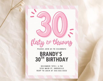 Invitation 30e anniversaire moderne : Invitation de fête chic (téléchargement numérique modèle)
