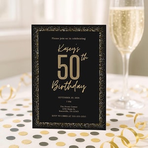 Elegant 50th Birthday Invitation: Customizable Dinner Party Invite (Digital Download)