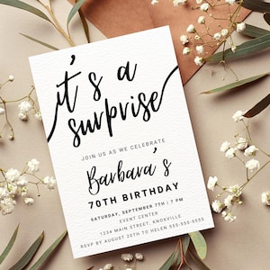 Modern Surprise Birthday Invitation: Customizable Template (Digital Download)