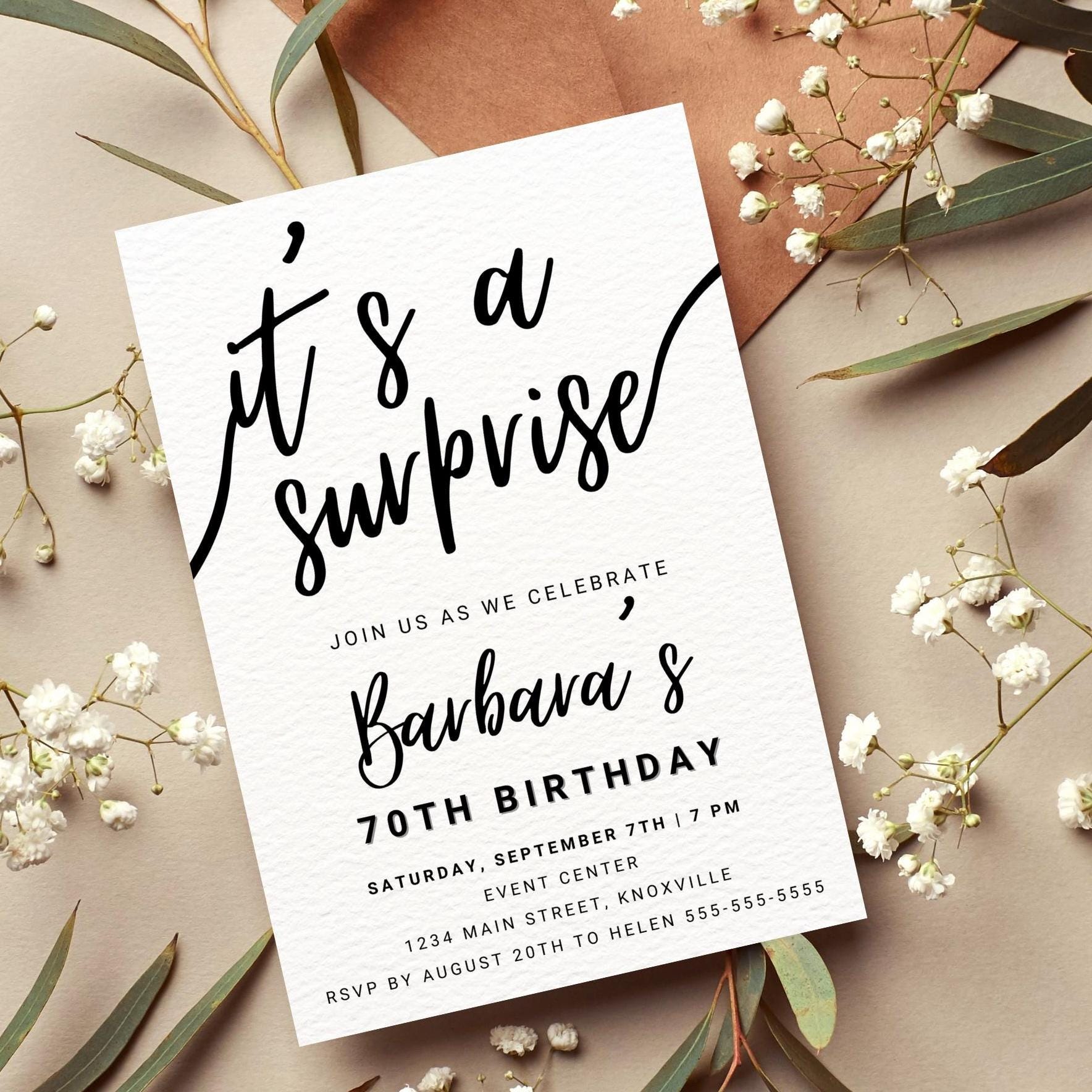Modern Surprise Birthday Invitation: Customizable Template (Digital Download)
