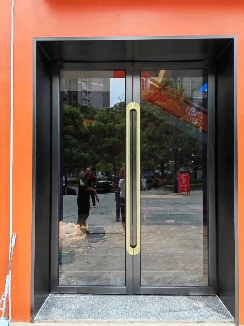 Tiradores de puerta de doble cara de aluminio, modernos y de lujo. imagen 6