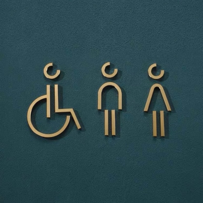 Luxury Matt Surface Metal Washroom Sign, Bathroom Sign, Restroom Sign ...