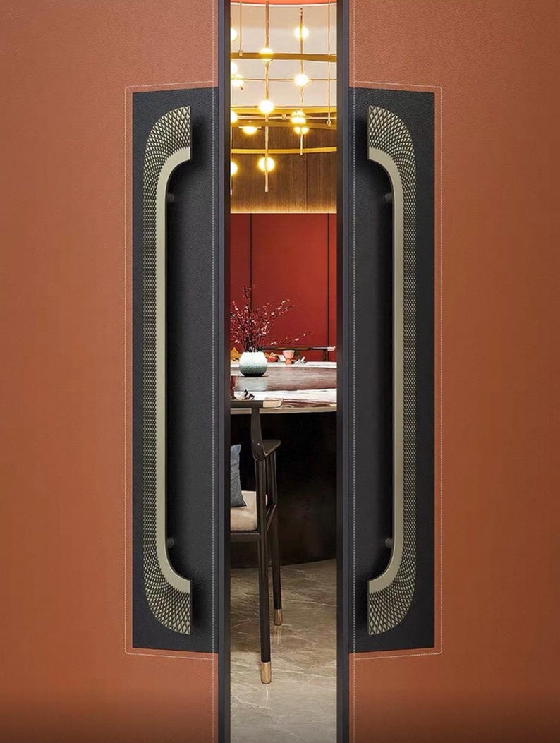 Tiradores de puerta de doble cara de aluminio, modernos y de lujo. imagen 7