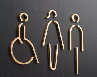 Modern Matt Metal Washroom Sign, Unisex Restroom, Disabled Access