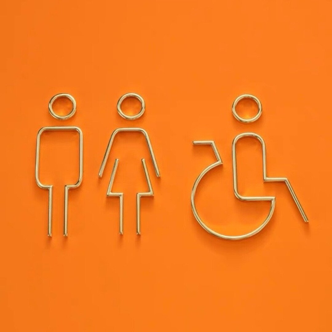 Deluxe Brass Washroom Sign Bathroom Sign Restroom Sign Etsy