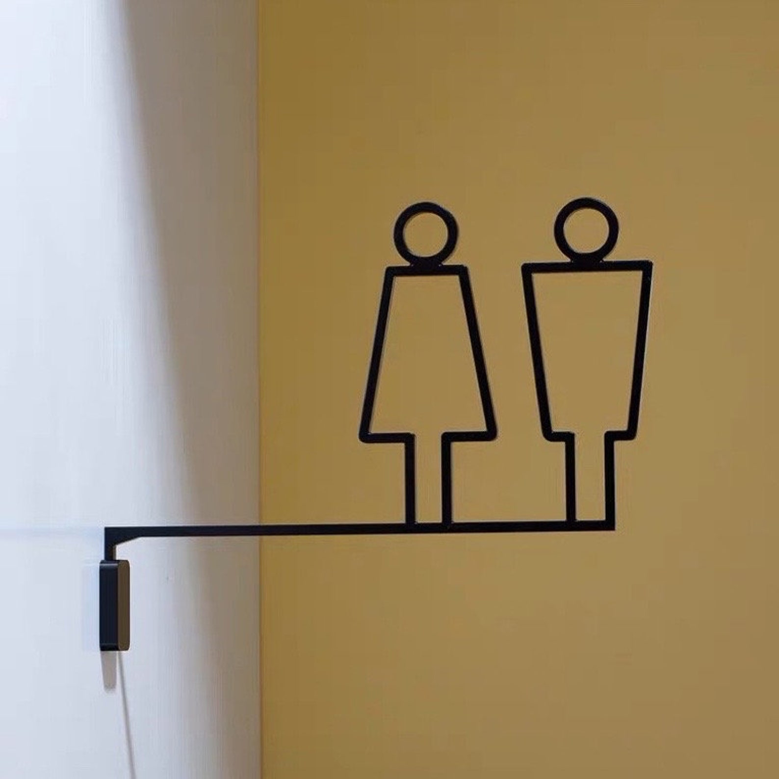 Modern Aluminum Side Mount Washroom Sign, Black & Gold (24x30cm) - Etsy