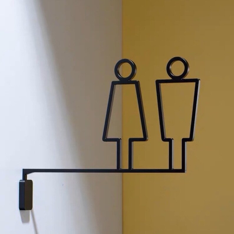 Modern Aluminum Side Mount Washroom Sign, Black & Gold (24x30cm) - Etsy
