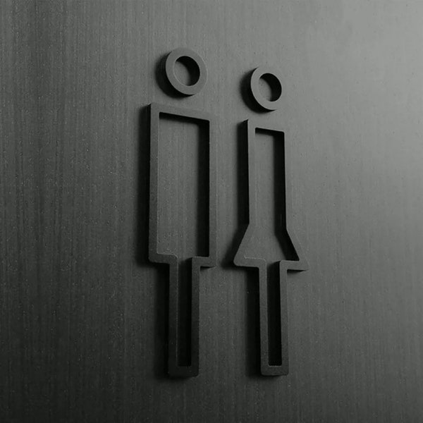 Luxury Matt Surface Metal Washroom Sign, Bathroom Sign, Restroom Sign, Toilet Sign