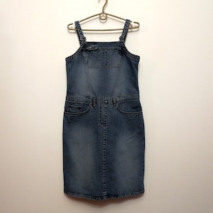 Blue Denim Jumper Dress Overall Bib Dress Cotton Jeans Sarafan Mini Skirt Skirtalls Grunge Jumpsuit Hipster Medium Size