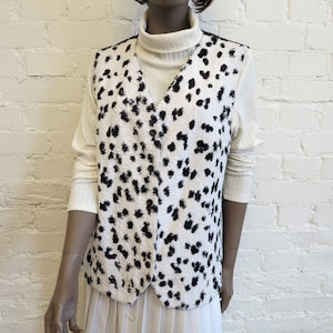 Dalmations Print Womens Vest Black White Womens Vest Faux Fur Womens Vest Animal Print Waistcoat Womens Waistcoat Large to Extra Large Size