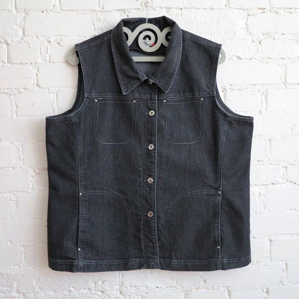 Grey Denim Vests Etsy