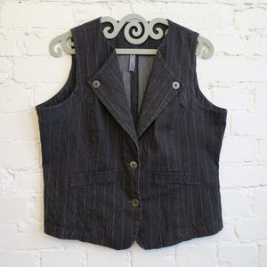 Grey Striped Womens Vest Grey Waistcoat Stretchy Cotton Steampunk Vest Formal Waistcoat Extra Large Size