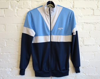 Vintage Sport Jacket Blue White Jacket Sports Jacket Blue Colorblock Hipster Jacket Windbreaker Medium Size