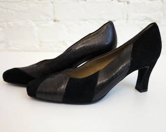 靴 USA Vintage Black Fabric Pumps w/Gritter USA Vintage Black Fabric Pumps w/Gritter - メルカリ