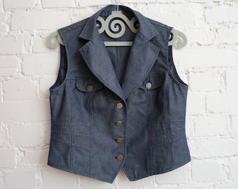 Blauw gestreept vest katoenmix damesvest damesvest country western vest groot formaat