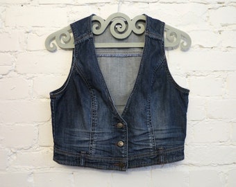 RIVODE Denim Vest Women Sleeveless V Neck Jean Vests Cropped