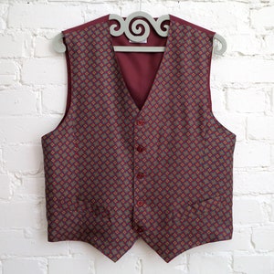 STEPHANO Mens Vest Wine Red Speckled Mens Vest Mens Silk Vest Edwardian Victorian Renaissance Waistcoat Steampunk Vest Large Size