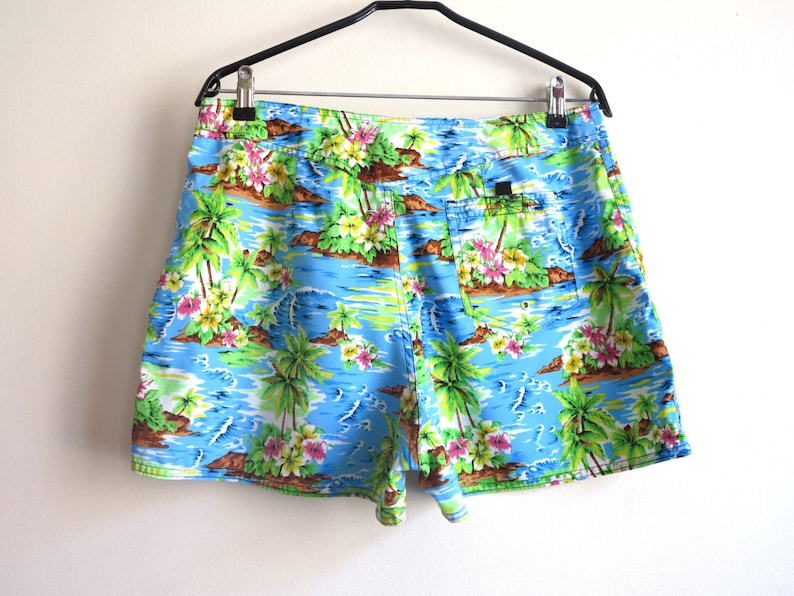 Vintage Hawaiian Swim Trunks Men/'s Hawaiian Board Shorts Surfer Shorts Palm Tree Beach Large Size