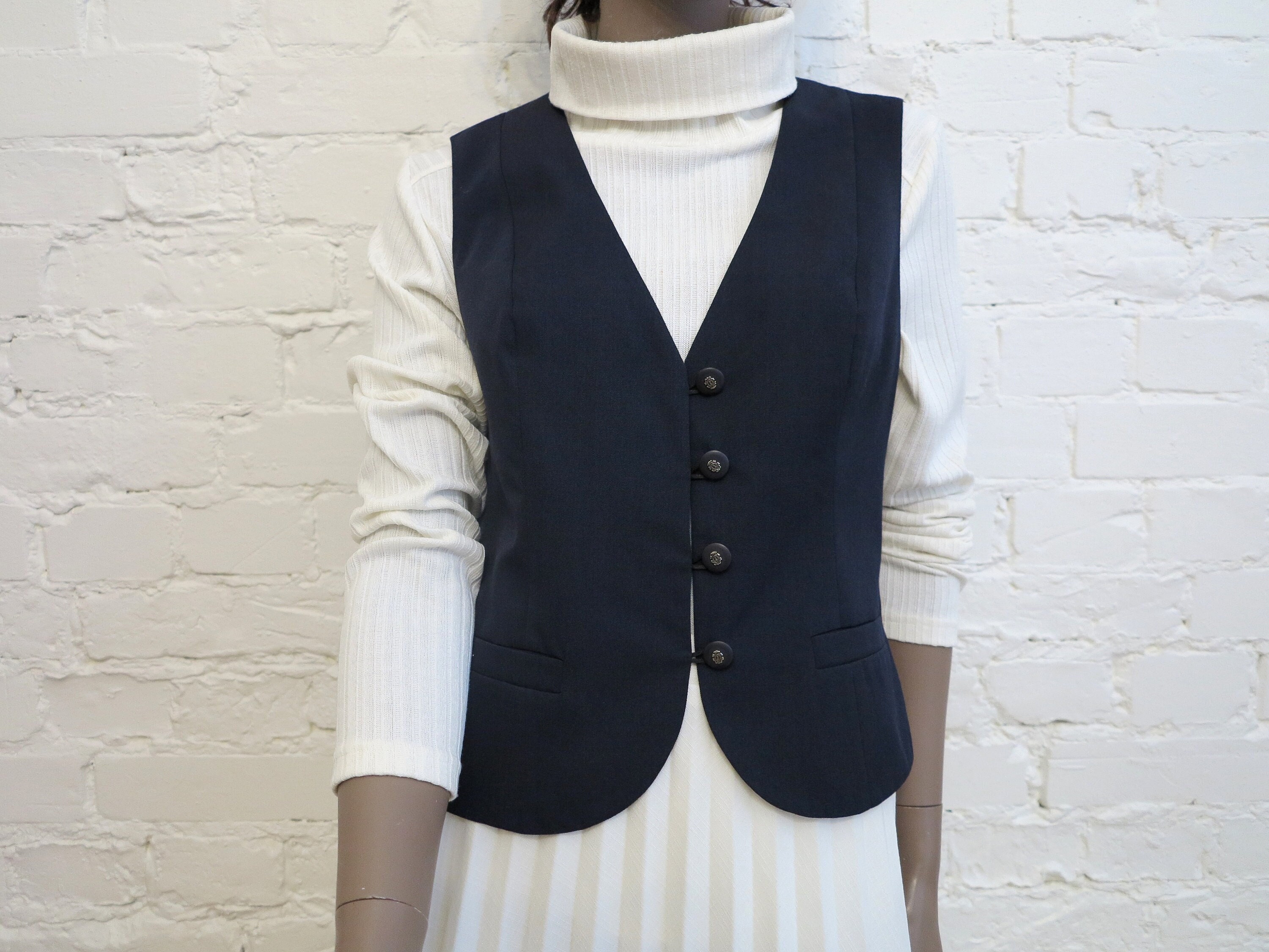 Navy Blue Vest Dark Blue Womens Wool Blend Vest Steampunk Etsy UK