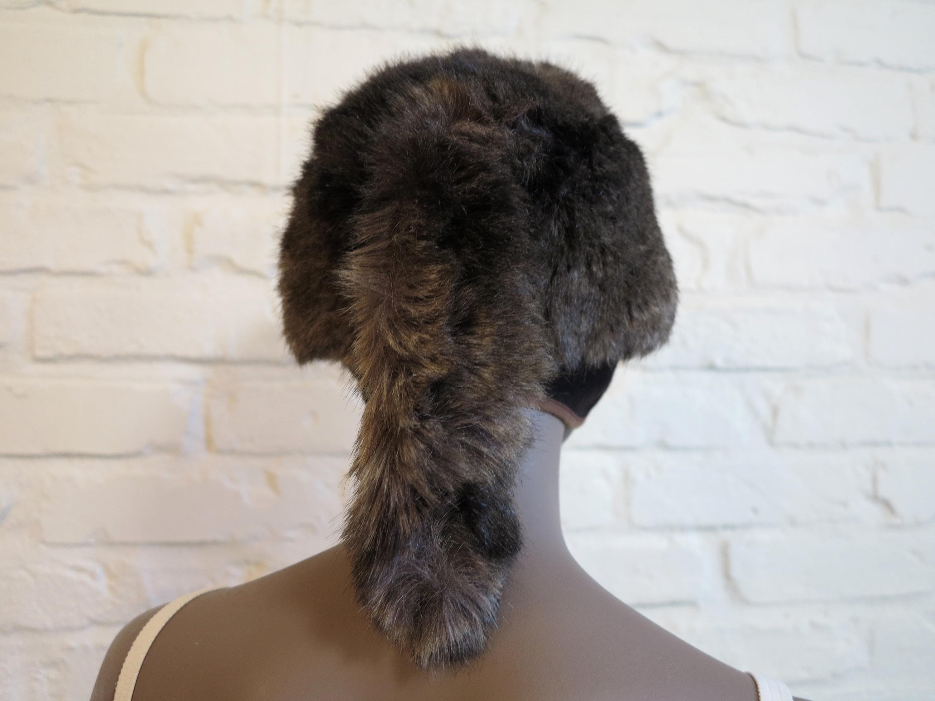 Vintage Finnish Suede Real Fur Trapper Hat Brown White Aviator Ushanka‎ Helsinki Vintage Faux Fur Trapper Hat, Made in Finland - Etsy main image 4