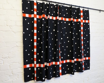 Handmade Tablecloth of MARIMEKKO Fabric , retro tablecloth, handmade tablecloth, Black Red White Polka Dot Tablecloth