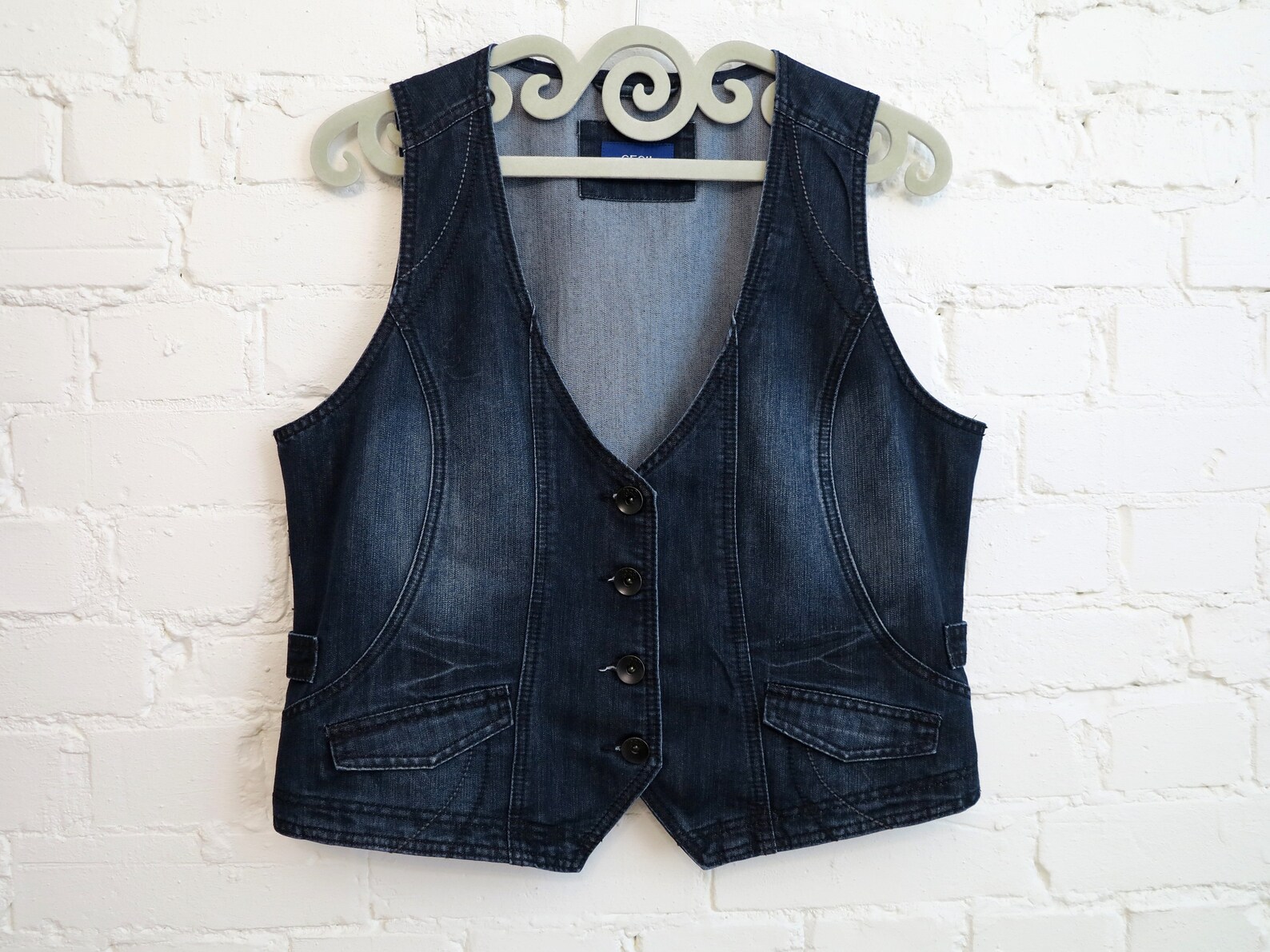 Blue Womens Vest Dark Blue Denim Vest Jens Waistcoat Country Etsy
