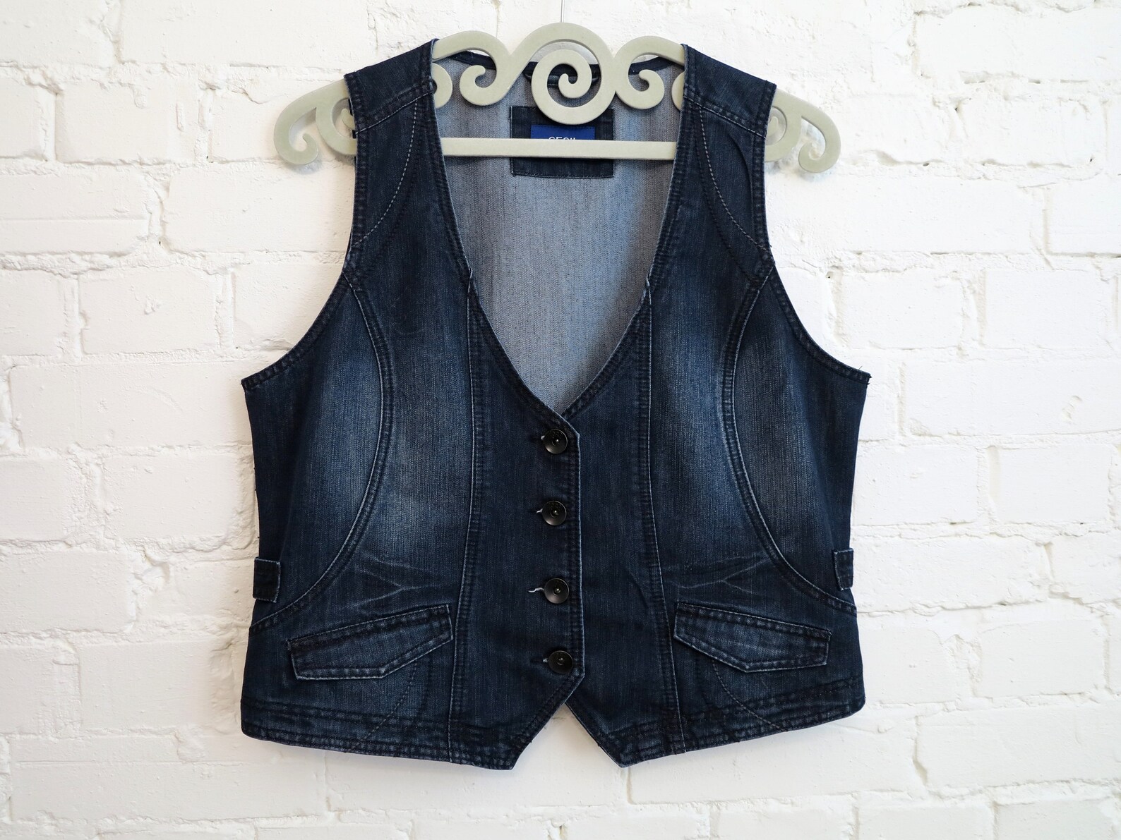 Blue Womens Vest Dark Blue Denim Vest Jens Waistcoat Country | Etsy