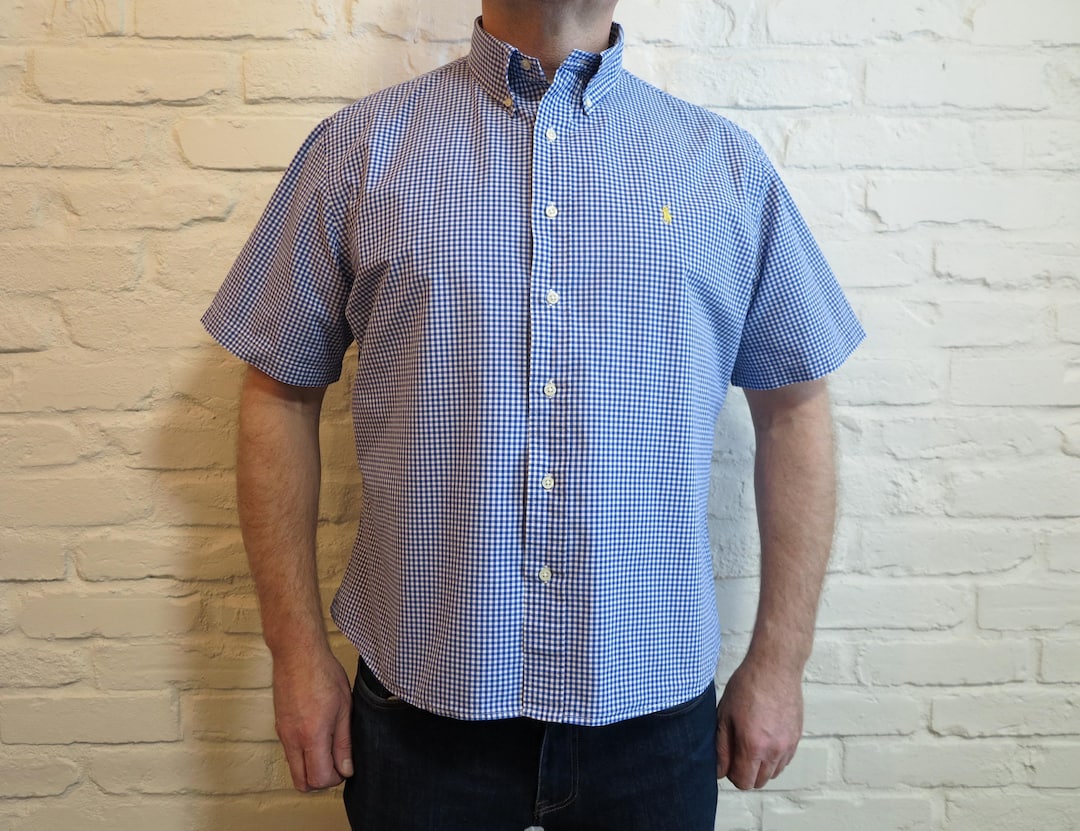 Polo Ralph Lauren Gingham Button Down Shirt XXL – Blue Check Short
