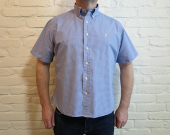 Polo Ralph Lauren Gingham Button Down Shirt XXL – Blue Check Short