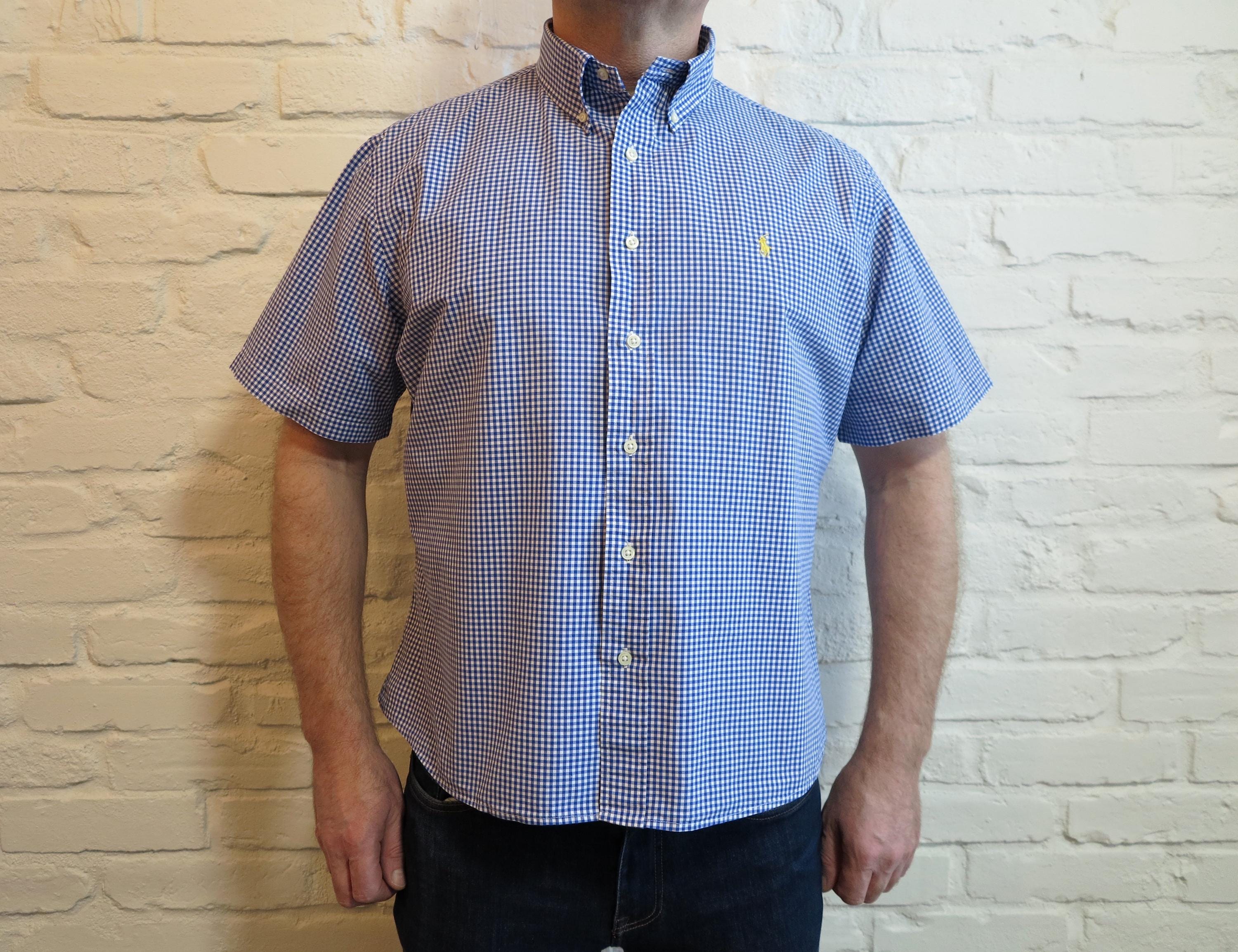 short sleeve ralph lauren dress shirts Polo Ralph Lauren Short Sleeve Slim Fit Denim Button-Down Shirt - Blue - Size: S