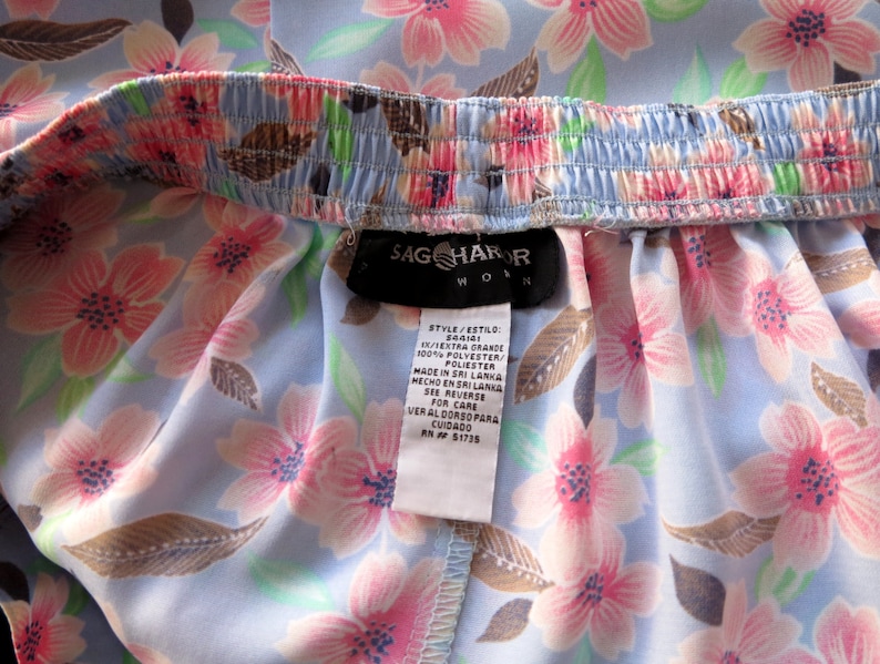 Sky Blue Skirt Brown Pink Floral Print Skirt Midi Pleated Skirt Elastic Waist Skirt Summer Skirt Extra Large Size