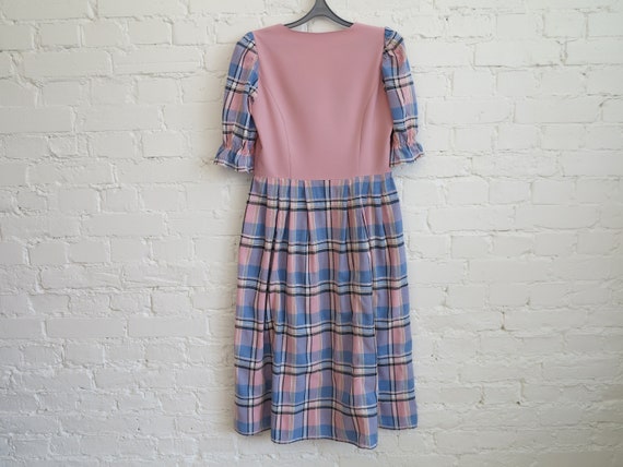 Light Pink Blue Plaid Dirndl Dress Alpen style Ge… - image 6