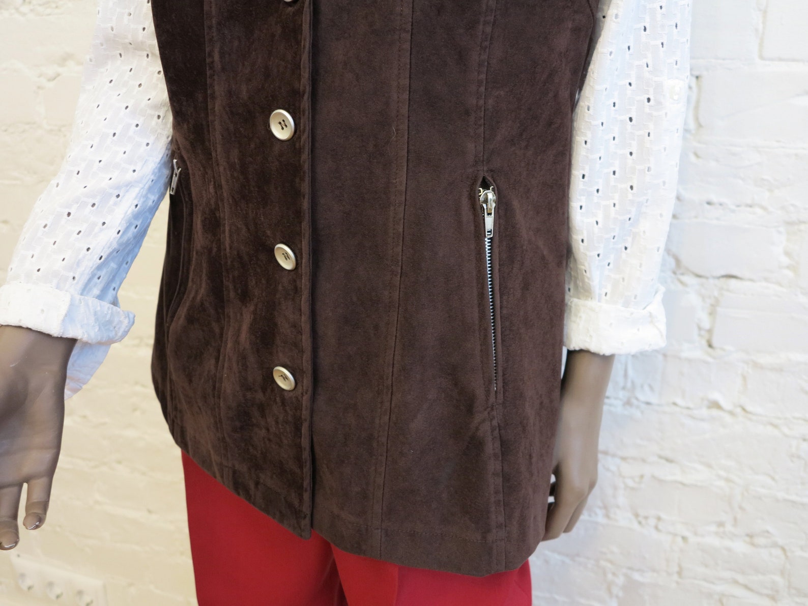 Chocolate Brown Vest Faux Suede Womens Vest Long Stretchy Etsy