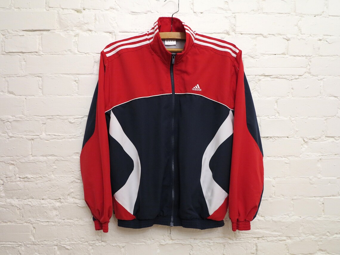 Vintage Adidas Spor Jacket Red Blue Hipster Mens Jacket Sport Etsy