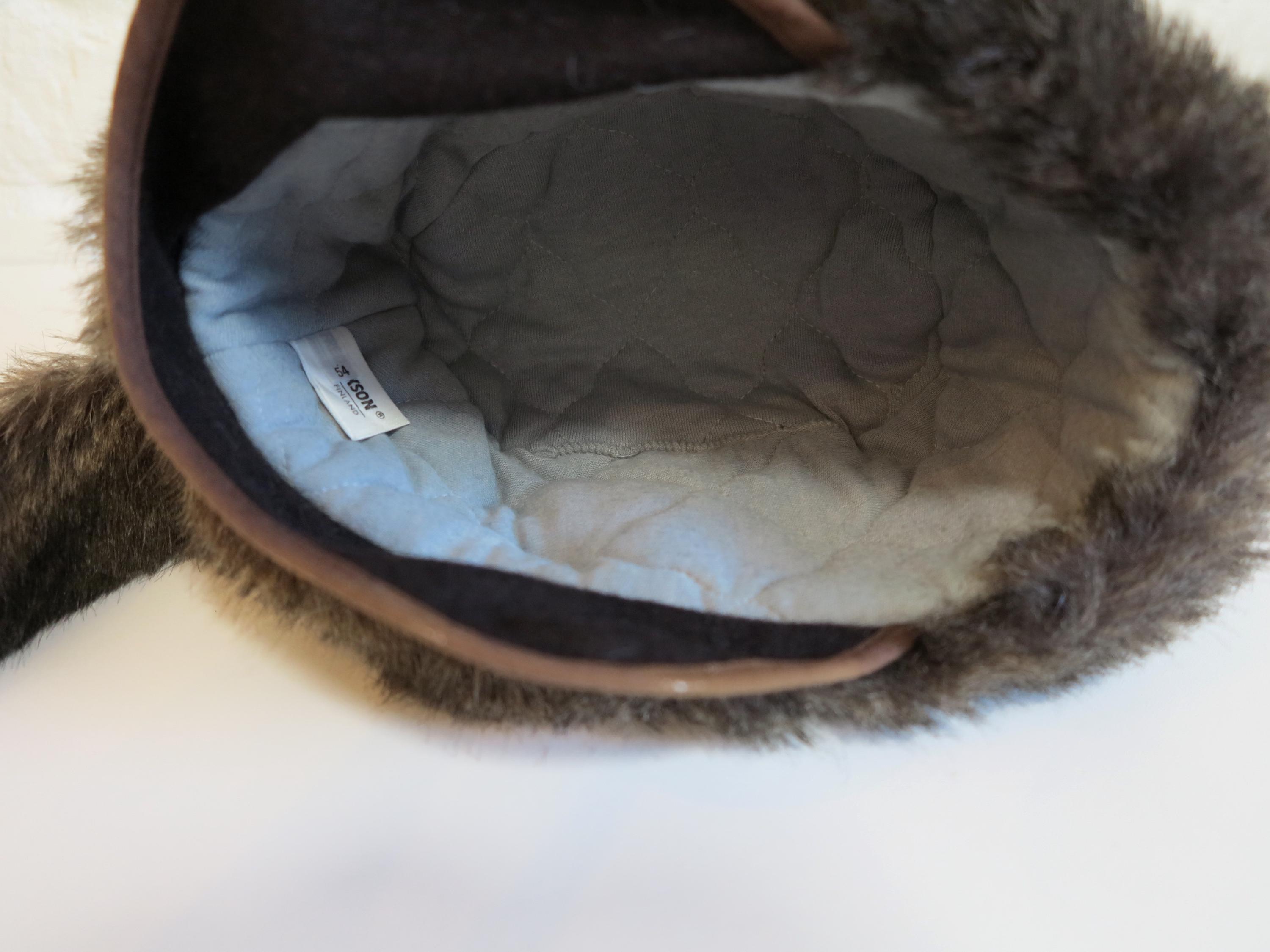 Vintage Finnish Suede Real Fur Trapper Hat Brown White Aviator Ushanka‎ Helsinki Vintage Faux Fur Trapper Hat, Made in Finland - Etsy main image 3