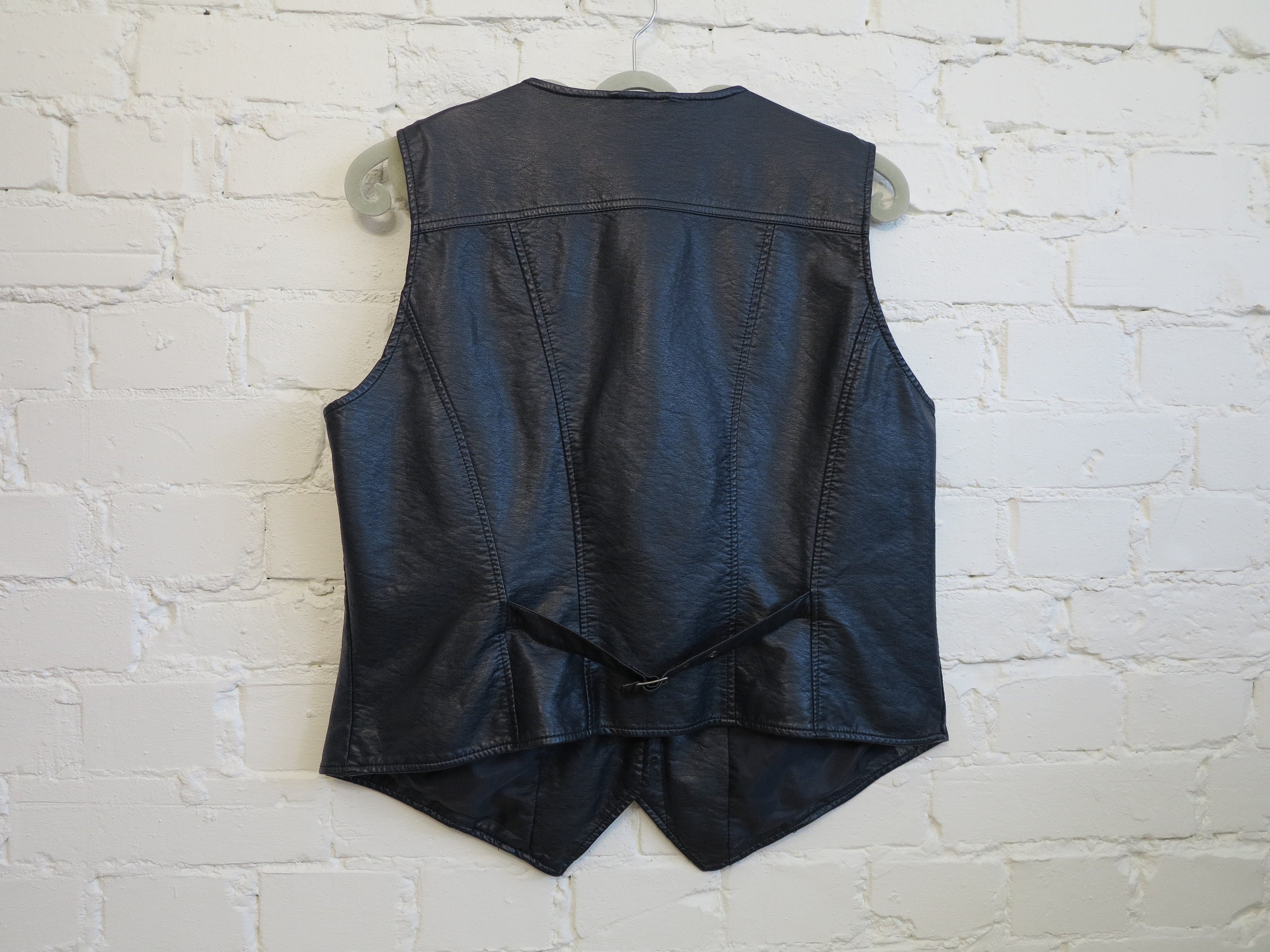 Dark Blue Women's Vest Faux Leather Waistcoat Vegan | Etsy