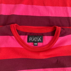 RISTOMATTI RATIA Robe enfant Robe trapèze rose rouge à rayures en tricot de coton Robe fille taille 100 image 5