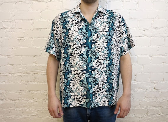 Chemise homme vintage a fleurs manches courtes chemise de plage a boutons grande taille style hawaien Etsy France