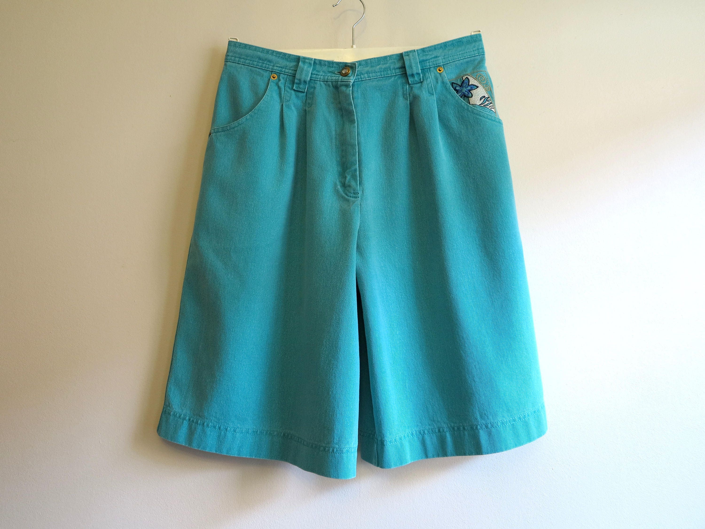 Turquoise Flared Shorts