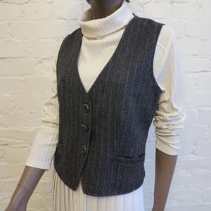 Grey Striped Womens Vest Grey Waistcoat Wool Blend Womens Vest Steampunk Vest Formal Waistcoat Medium Size