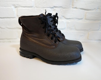 Vintage Tretorn bruna läderstridsstövlar, storlek 27