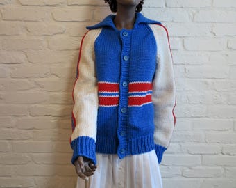 Vintage 60s Dick Van Dyke Cardigan Pumpkin Orange 1960 Mens