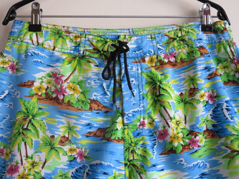 Vintage Hawaiian Swim Trunks Men/'s Hawaiian Board Shorts Surfer Shorts Palm Tree Beach Large Size