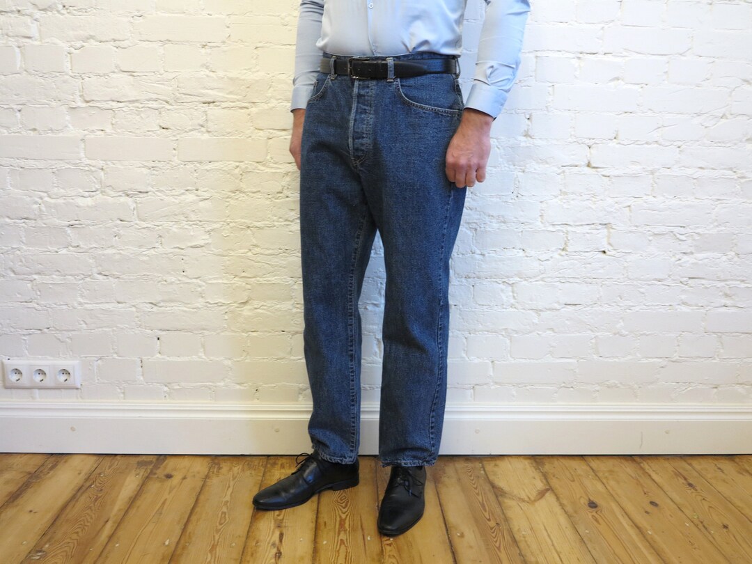 Vintage Mens Denim Pants Mens Blue Denim High Waist Trousers Grunge ...