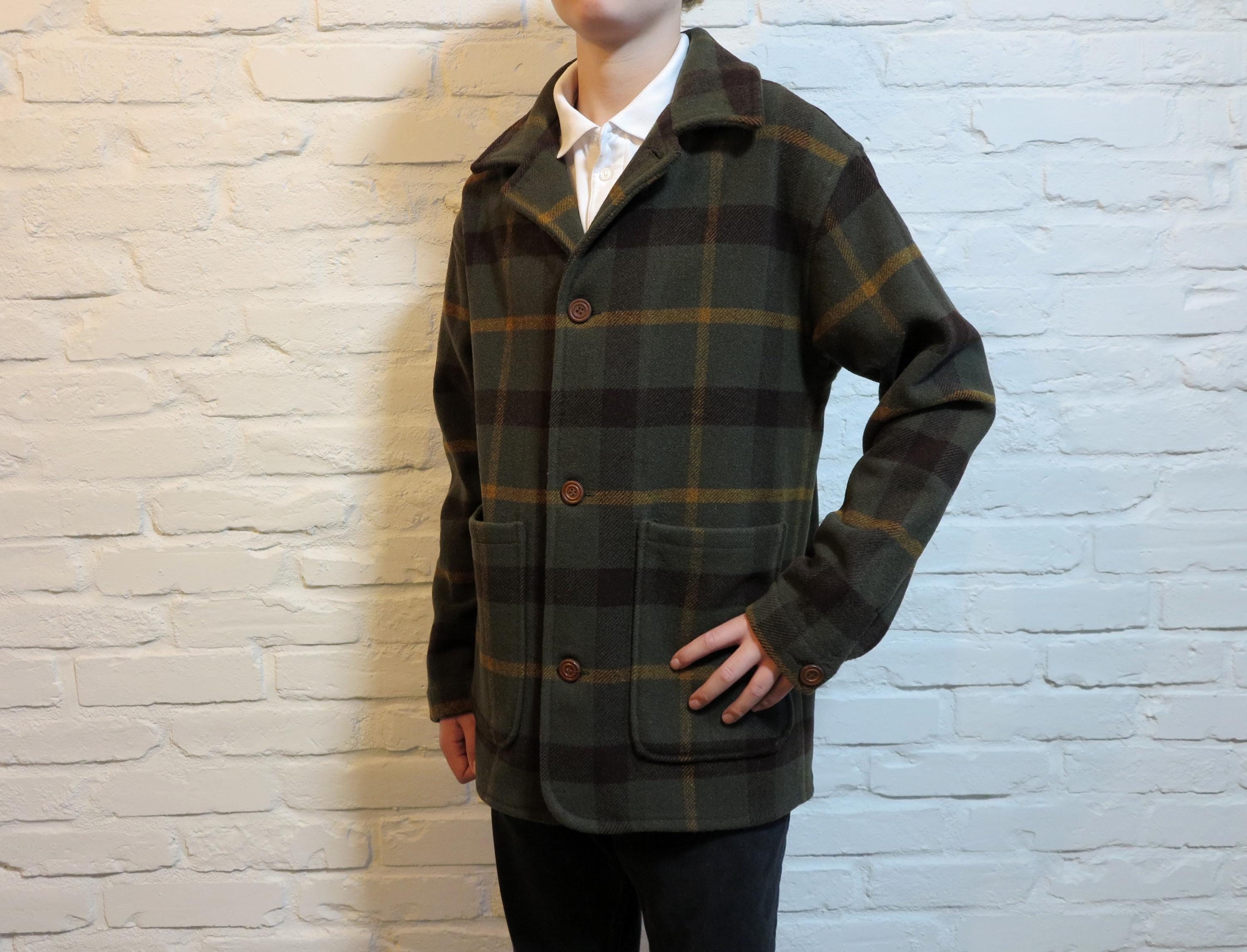 Vintage Woolrich Plaid Wool Jacket – Made in USA, Green Brown