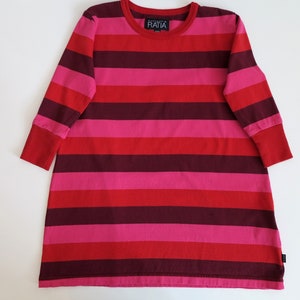 RISTOMATTI RATIA Robe enfant Robe trapèze rose rouge à rayures en tricot de coton Robe fille taille 100 image 4